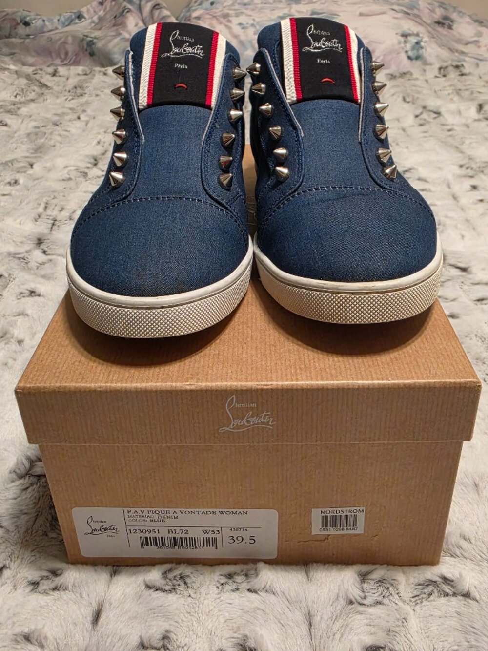 Christian Louboutin F.A.V. Pique A Vontade Denim Spike Sneakers – 39.5